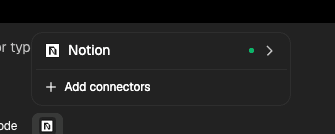 The Connector picker in the Chat composer
